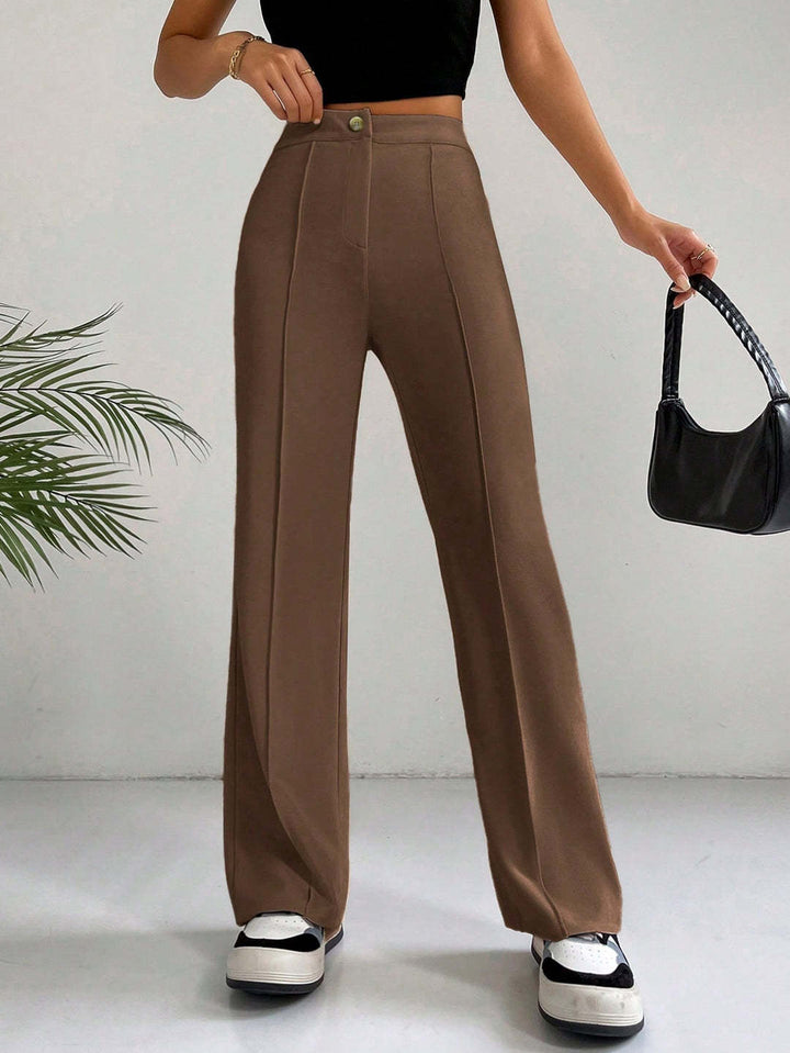 Damen Elegante High-Waist Hose mit seitlichen Nähten und schmalem Schnitt Drune