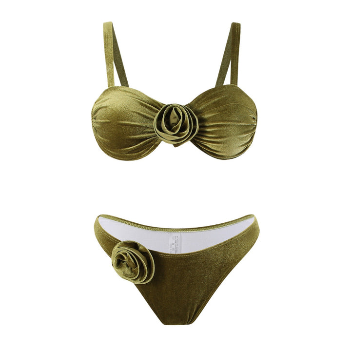 Femme Samt Floral Bikini Set Drune
