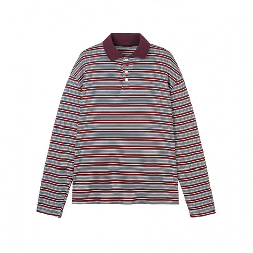 Herren Langarm-Poloshirt mit feinem Streifenmuster und Rippenkragen Drune