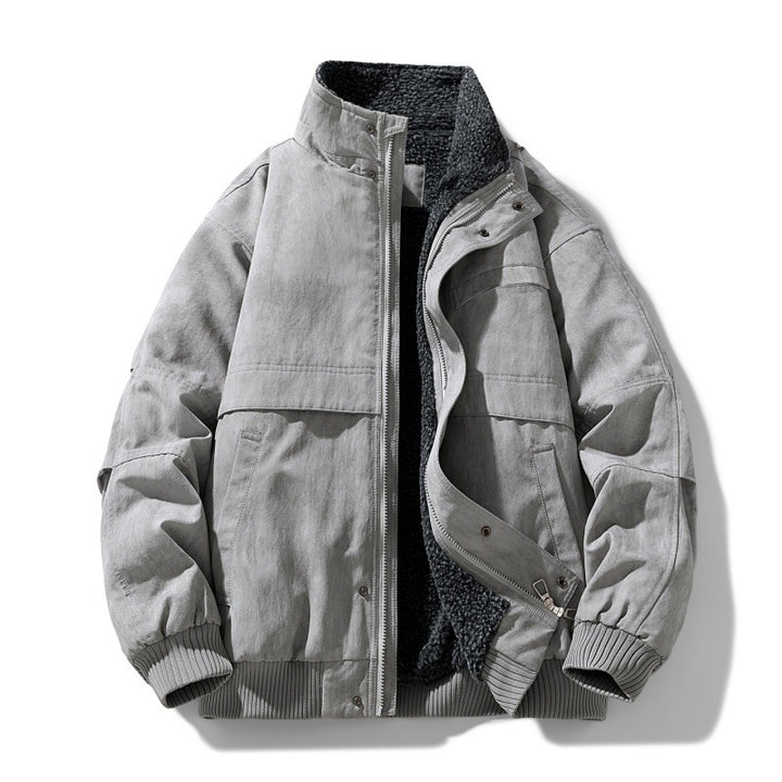 Herren gefütterte Winterjacke mit Teddyfutter, winddichter Außenhülle und bomber-inspirierter Passform Drune