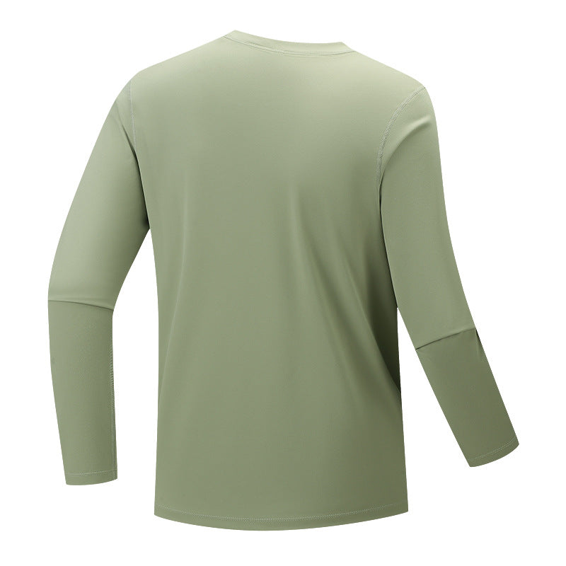 Herren Multifunktionales Langarm-Techshirt mit Brust-Reißverschlusstasche Drune