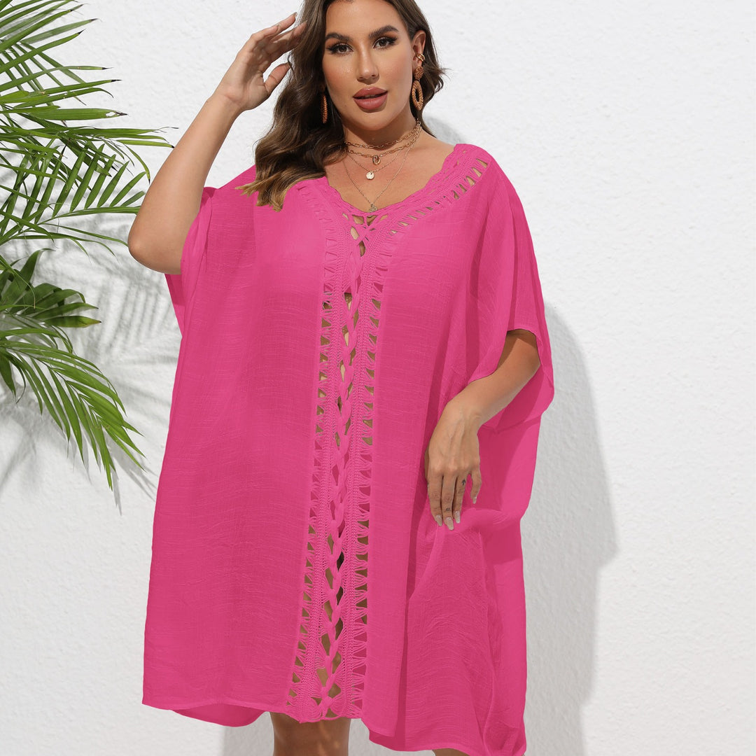 Damen Luftiger Strandkimono mit dekorativer Häkelspitze Drune