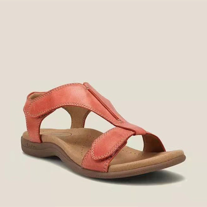 Damen Bequeme Flache Sandalen mit ergonomischem Kork‑Komfortfußbett und Klettverschluss Drune