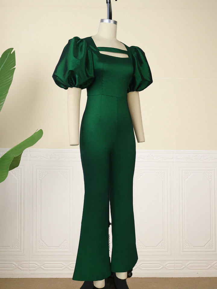 Damen Jumpsuit mit voluminösen Puffärmeln und tailliertem Design Drune