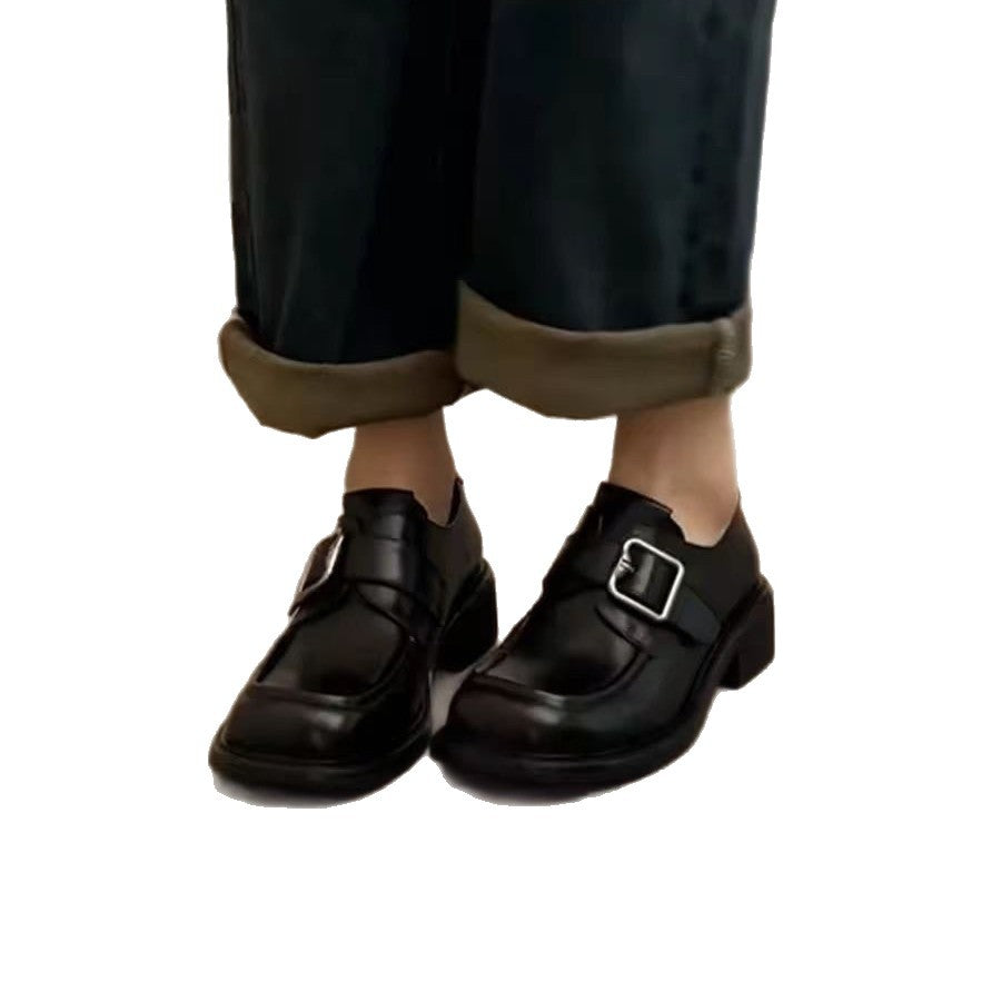 Damen Schnallen‑Loafer mit quadratischer Kappe und markanter Plateausohle Drune