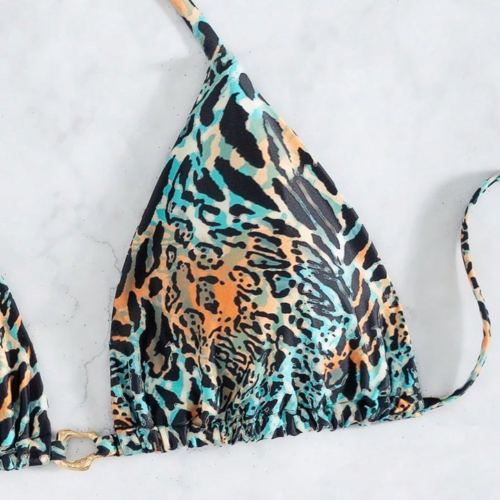 Damen Triangel-Bikini mit exotischem Tiermuster Drune
