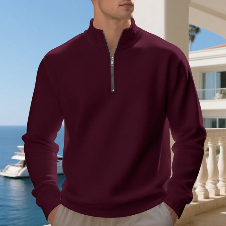 Herren sportlicher Sweatshirt mit modernem Stehkragen und Reißverschluss Drune