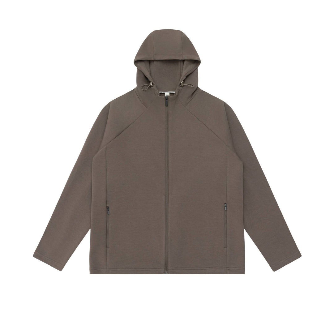 Unisex Minimalistische Kapuzen‑Zipjacke aus Softshell‑Fleece mit Raglanärmeln und wasserabweisenden Reißverschlusstaschen Drune
