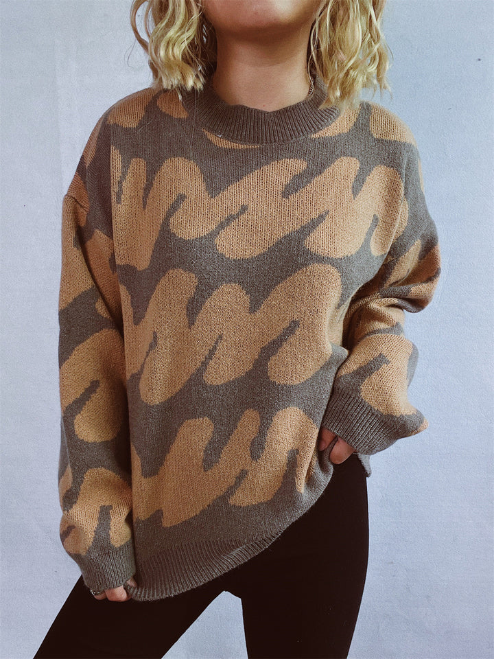 Damen Oversized Strickpullover mit auffälligem Muster Drune