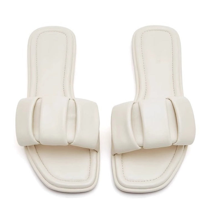 Damen Modische Schlappen mit breitem Riemendesign und gepolstertem Fußbett Drune