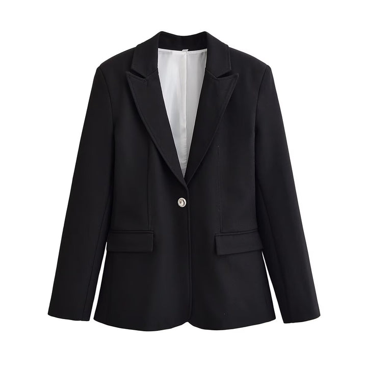 Damen Zeitloser Tailored-Blazer mit Ein-Knopf‑Verschluss, Reverskragen und Pattentaschen Drune