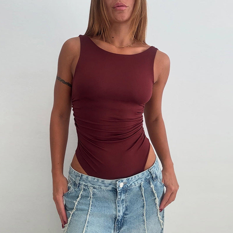 Damen figurbetontes Body mit gerafftem Design Drune