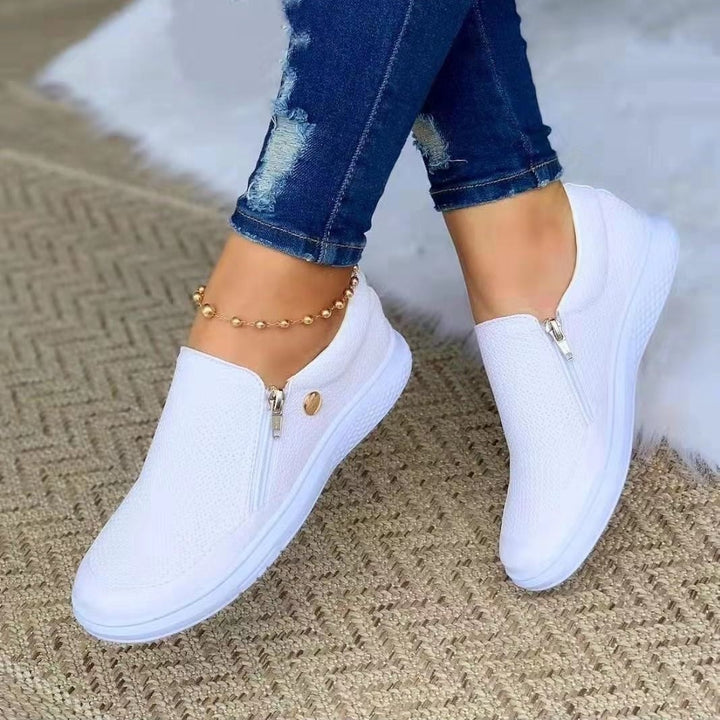 Damen Slip-On Mesh-Sneaker mit seitlichem Zipper und dicker Gummisohle Drune