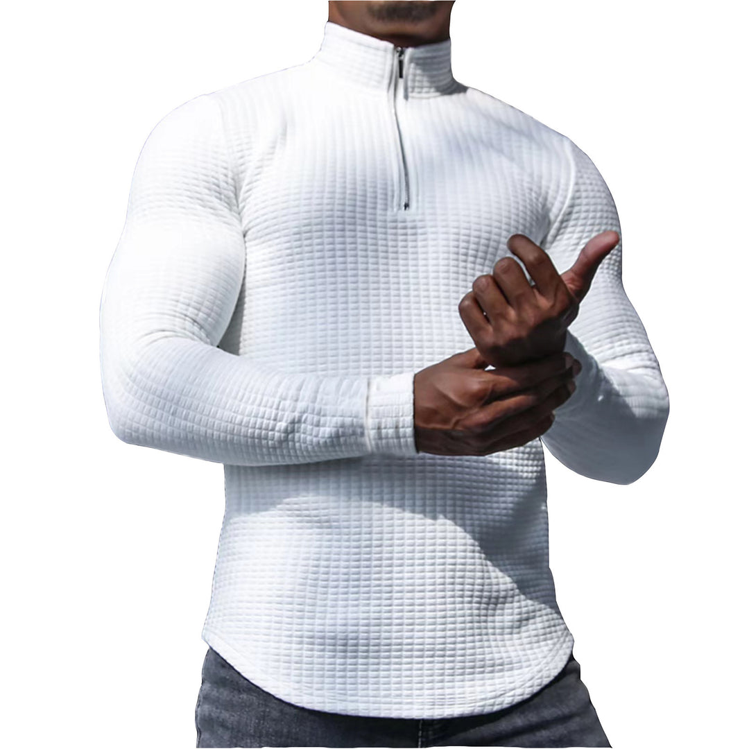 Herren Waffelstrick-Langarmshirt mit kurzem Reißverschluss Drune