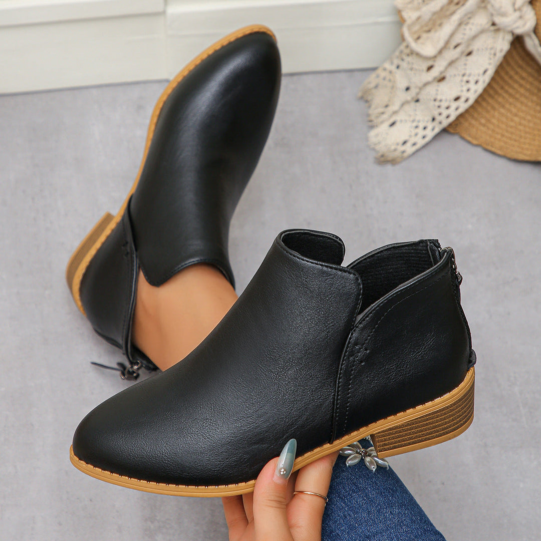 Damen modische Ankle Boots mit seitlichem Reißverschluss und geschmackvollem Design Drune