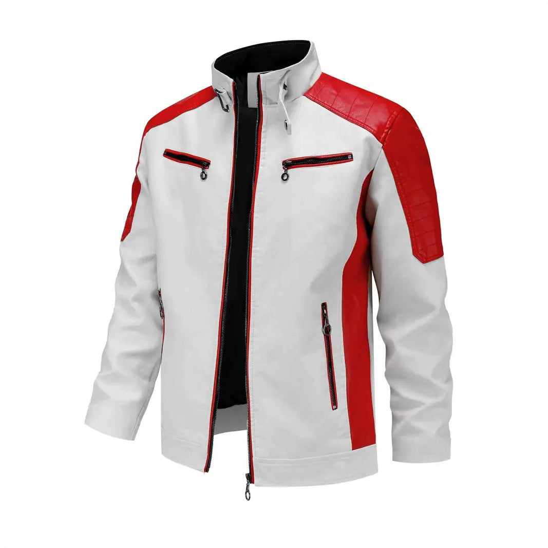 Herren Sportliche Kunstlederjacke mit Reißverschluss Drune