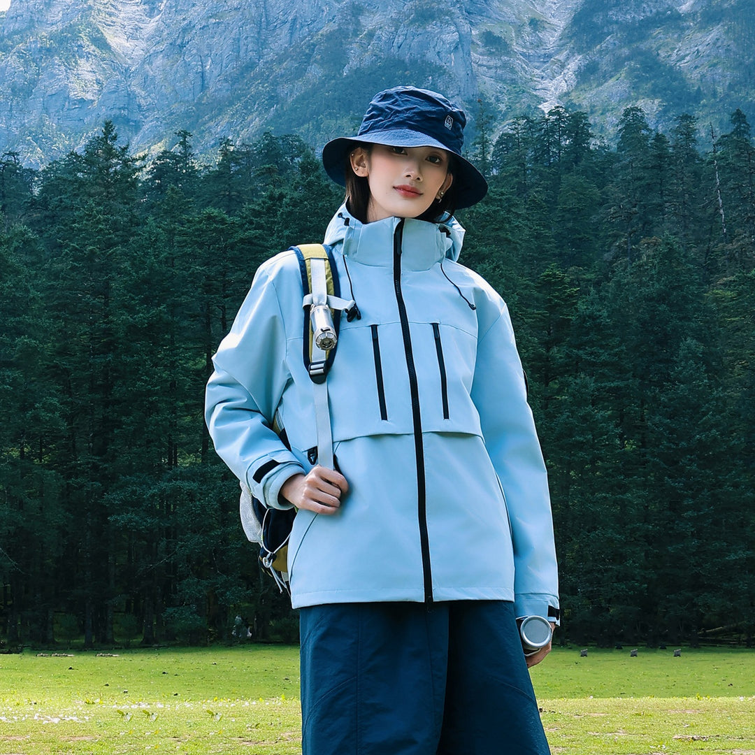 Herren Wasserdichte atmungsaktive Softshell Outdoorjacke mit verstellbarer Kapuze Drune