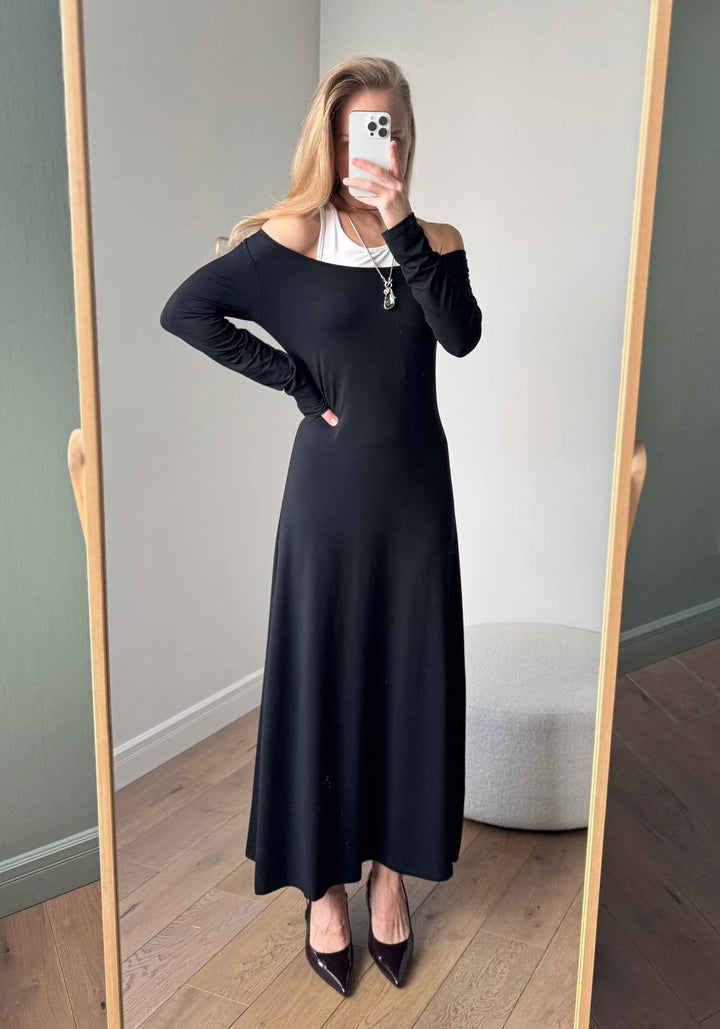 Damen elegantes Maxikleid mit schulterfreiem Design Drune