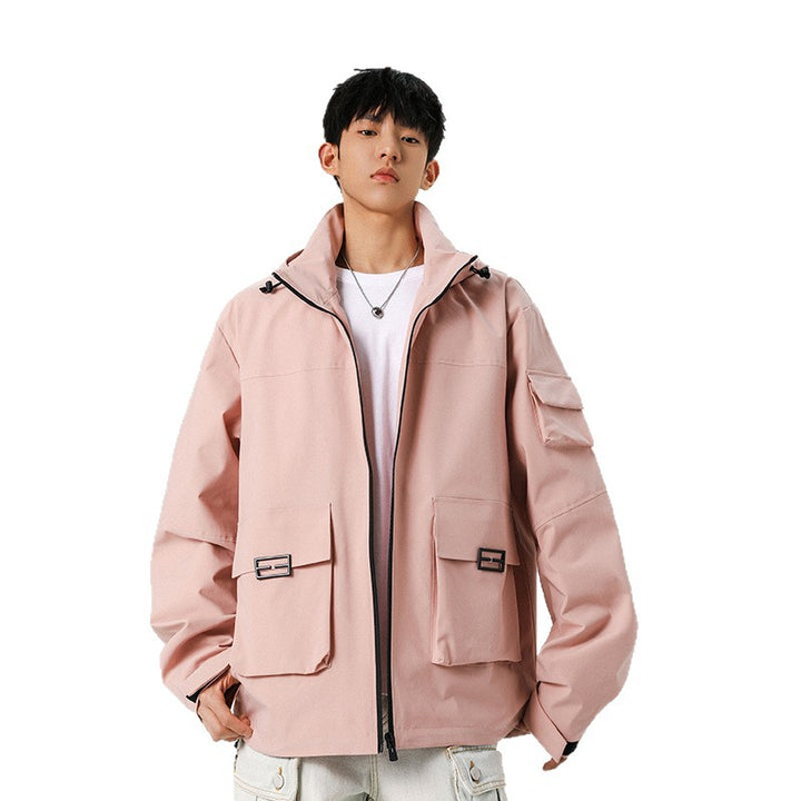 Herren Oversize Utility-Jacke mit technischer Softshell, Kapuze und Mehrfachtaschen Drune
