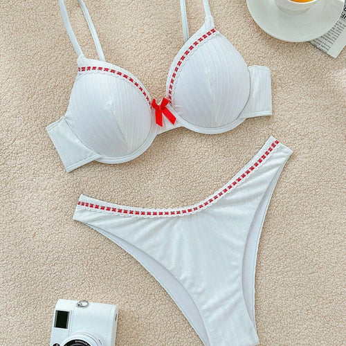 Damen gepolsterter Bikini mit farblich abgesetzten Akzenten Drune