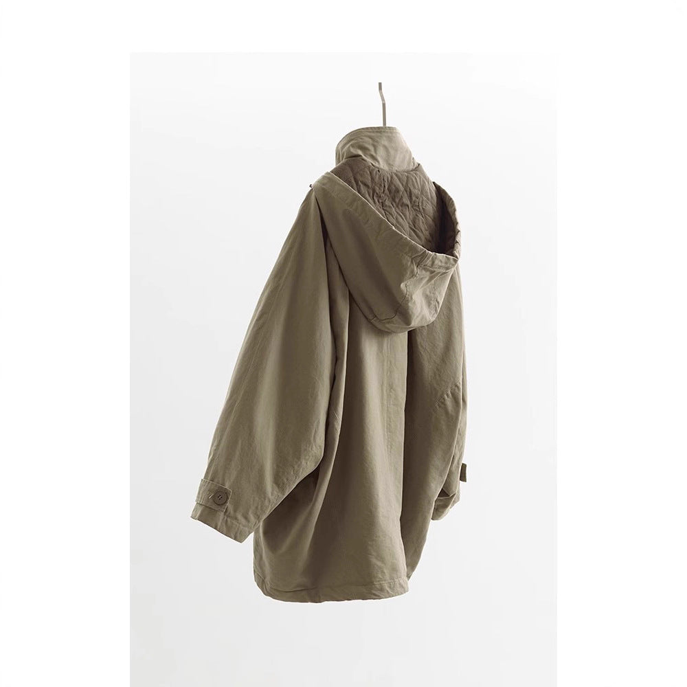 Damen Modische Übergangsjacke mit abnehmbarer Kapuze Drune