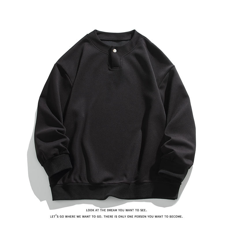 Unisex Oversize-Henley-Sweatshirt mit Druckknopf am Kragen Drune