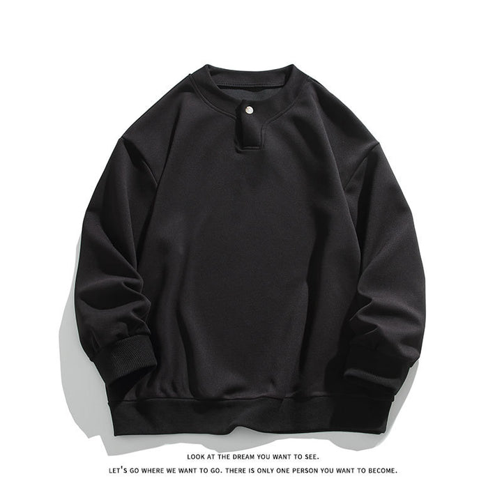 Unisex Oversize-Henley-Sweatshirt mit Druckknopf am Kragen Drune