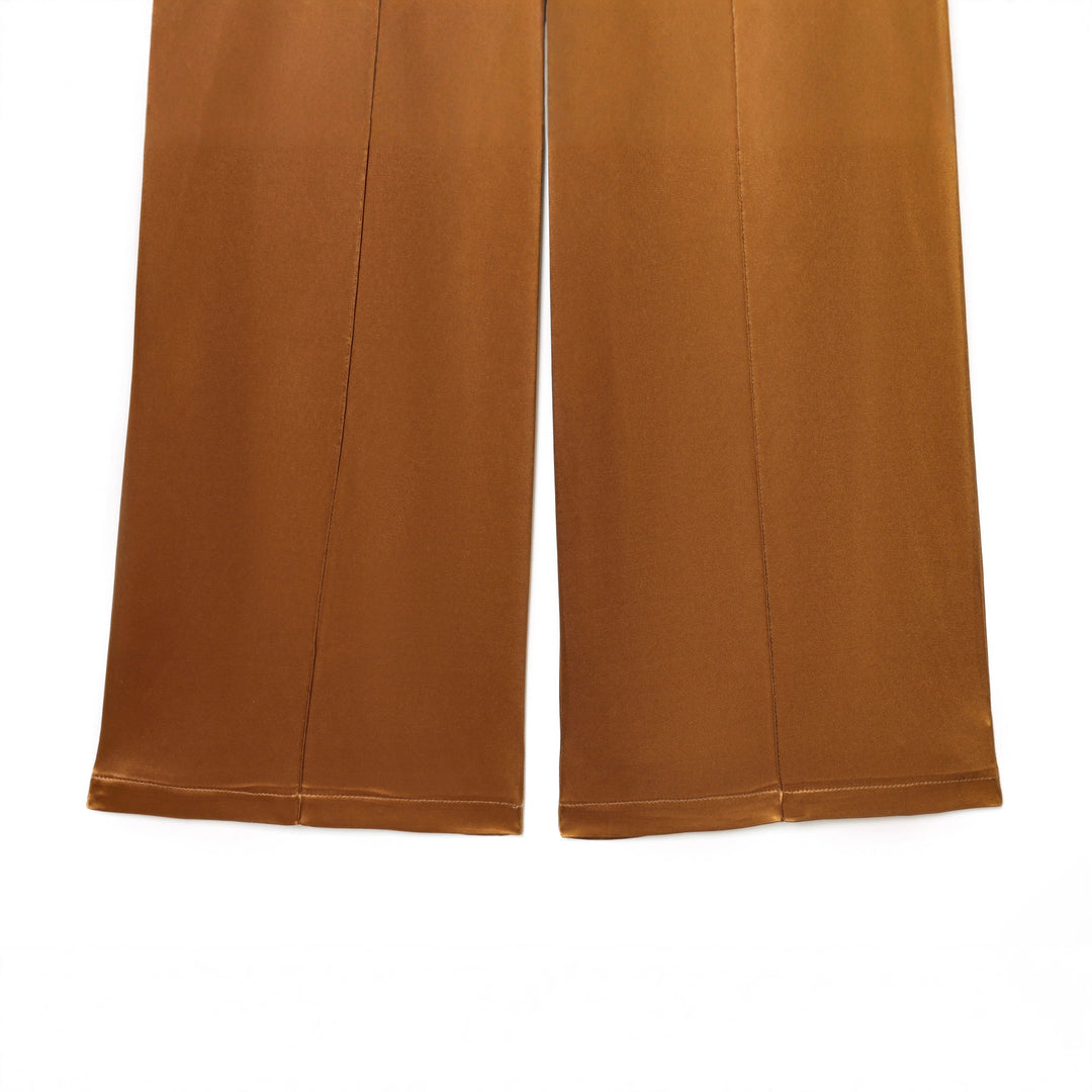 Damen nan hochtaillierte Satin-Culotte mit verdeckter Knopfleiste, Bügelfalte und seitlichen Eingrifftaschen Drune