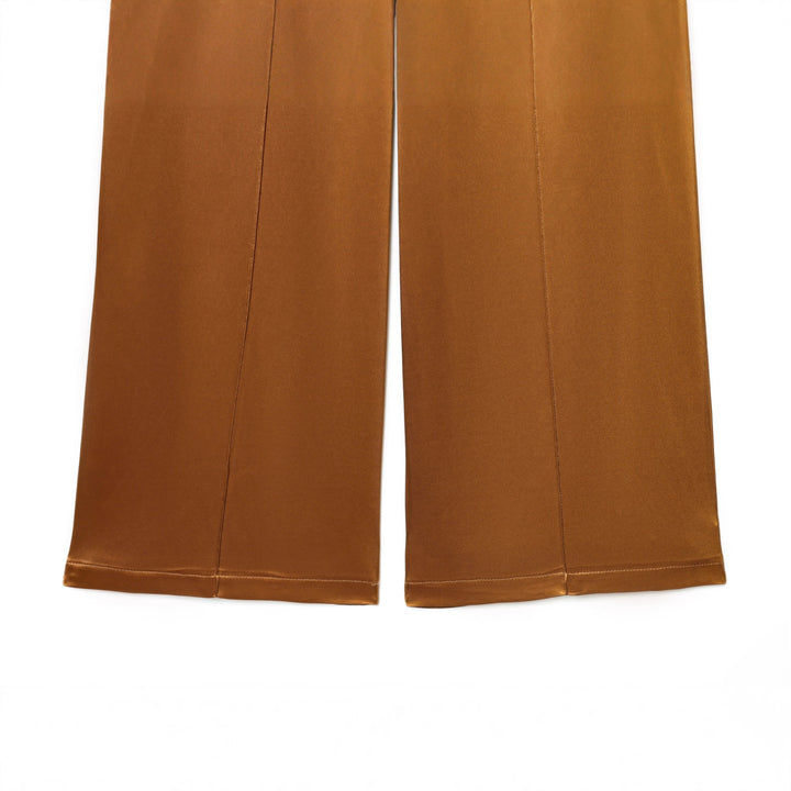 Damen nan hochtaillierte Satin-Culotte mit verdeckter Knopfleiste, Bügelfalte und seitlichen Eingrifftaschen Drune