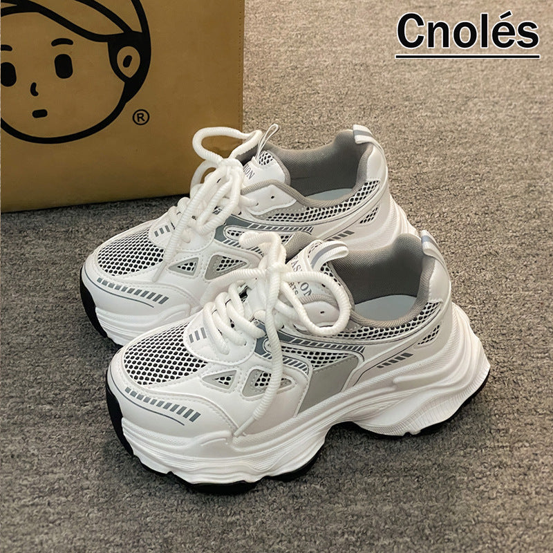 Damen Chunky Fashion Sneakers mit atmungsaktiver Mesh-Oberfläche und rutschfester Sohle Drune