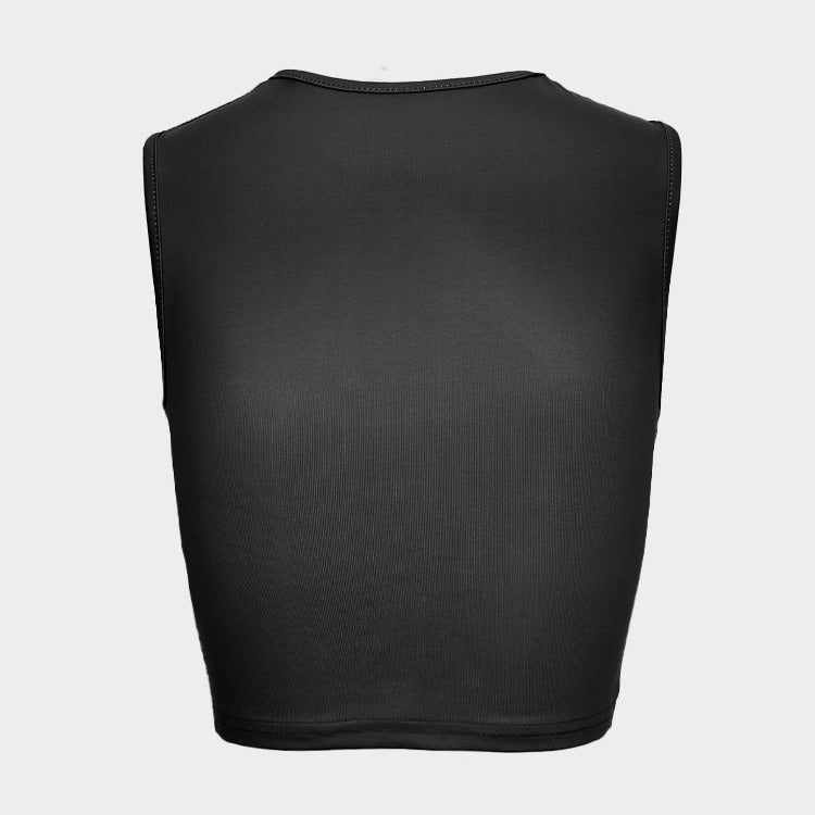 Damen Cropped Tanktop mit strahlendem Augenmotiv und glitzernden Akzenten Drune