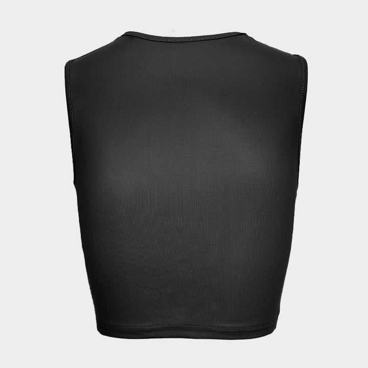 Damen Cropped Tanktop mit strahlendem Augenmotiv und glitzernden Akzenten Drune