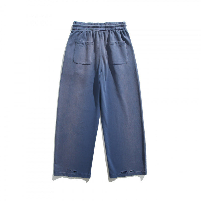 Unisex Weite Relaxed-Freizeithose aus French-Terry mit elastischem Tunnelzugbund und Eingrifftaschen Drune