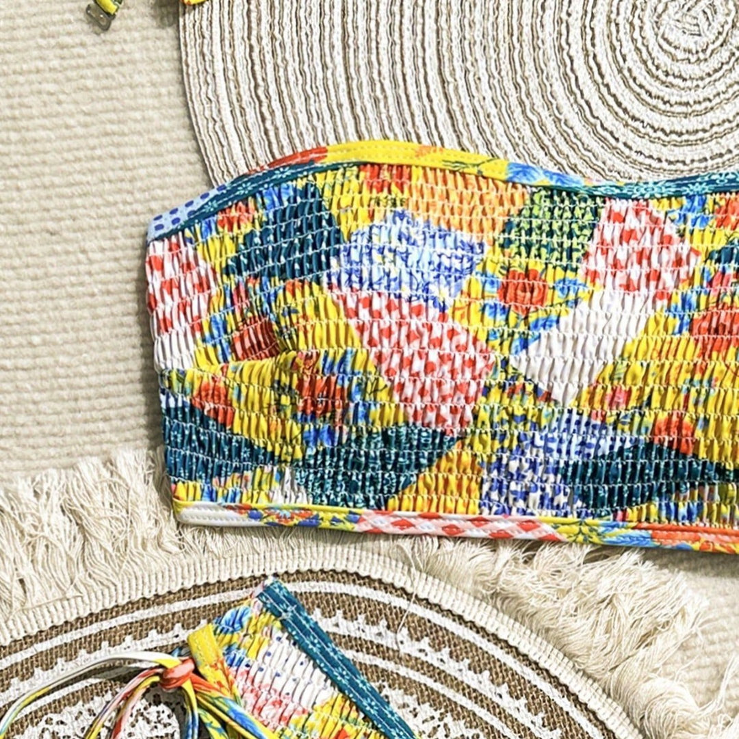 Damen Bandeau-Bikini mit verspieltem Design und seitlichem Bindeband Drune