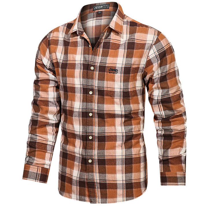 Herren nan tailliertes Karomuster-Flanellhemd mit Brusttasche und weichem Baumwollmix Drune