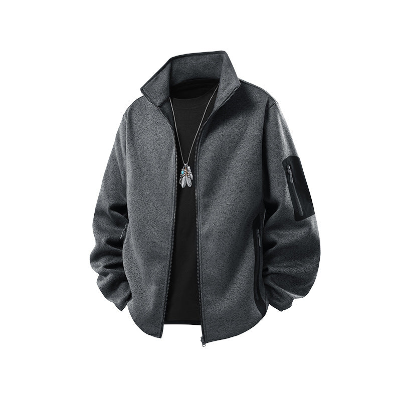Herren Fleecejacke mit Stehkragen, verdecktem Zwei-Wege-Reißverschluss und wasserabweisenden Utility-Einsätzen Drune