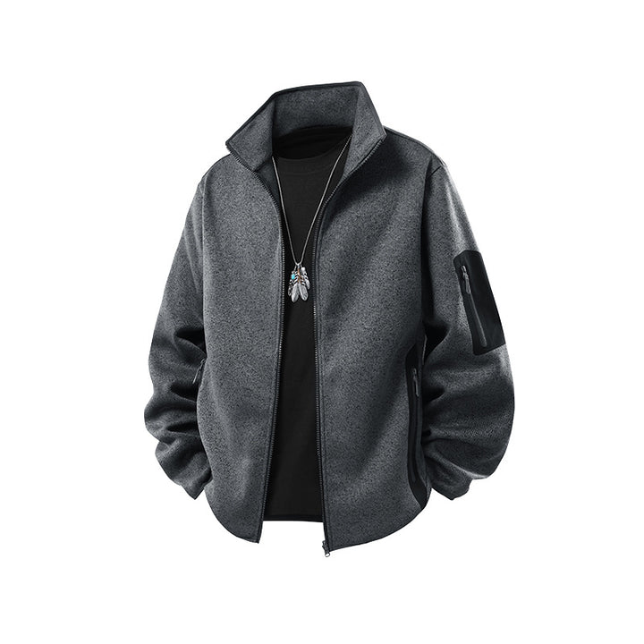 Herren Fleecejacke mit Stehkragen, verdecktem Zwei-Wege-Reißverschluss und wasserabweisenden Utility-Einsätzen Drune