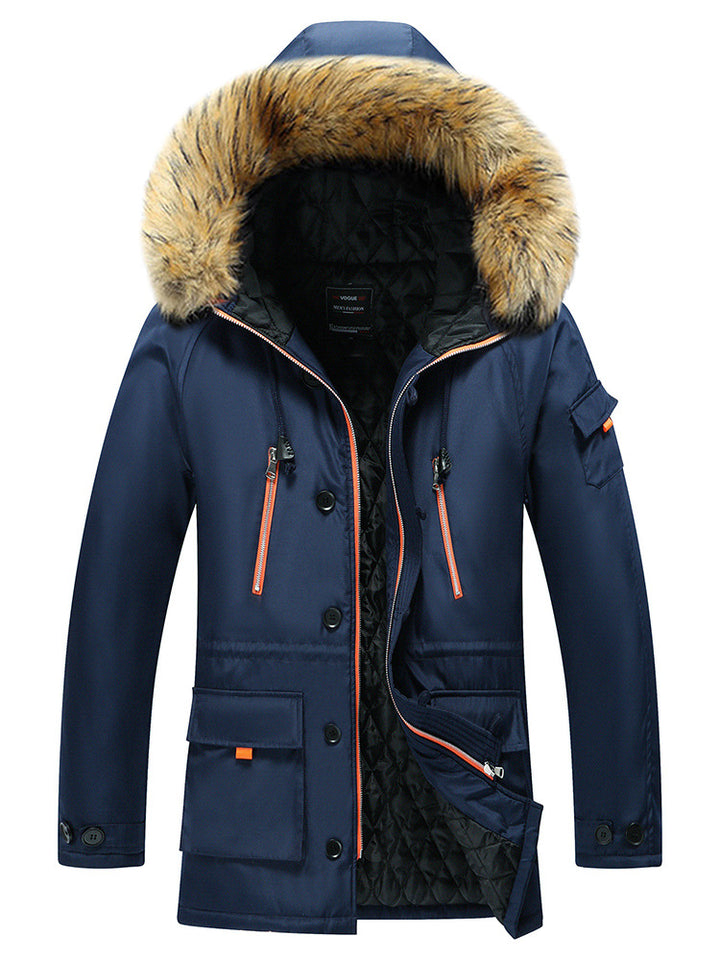 Herren Urbaner Winterparka im Fieldstil mit abnehmbarem Kunstfellbesatz und multifunktionalen Taschen Drune
