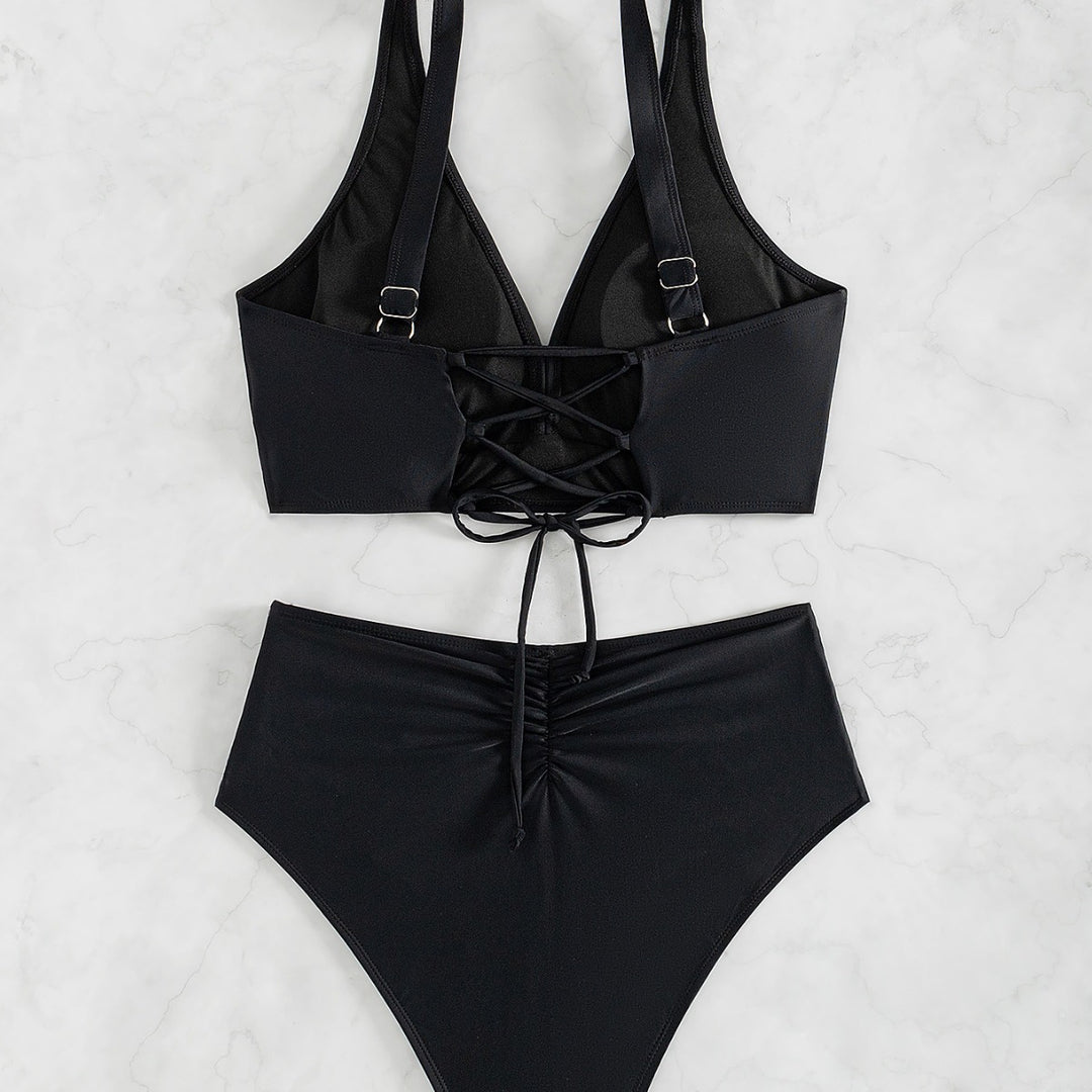 Damen Hochtaillierter Bade-Bikini Drune