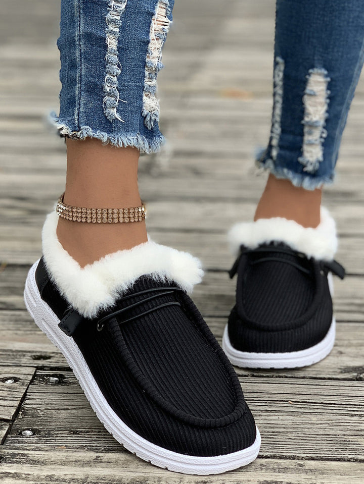 Damen Flauschige Slip-On Hausschuhe mit weichem Innenfutter Drune