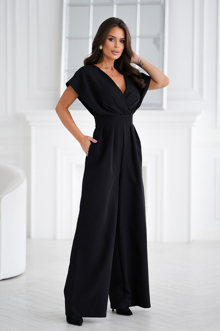 Damen Jumpsuit mit elegantem V-Ausschnitt und weitem Bein Drune