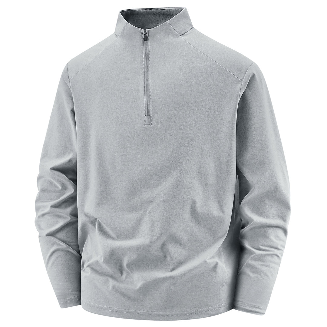 Herren Langarm-Halbreißverschluss-Performance-Pullover mit Stehkragen und technischem Stretch Drune