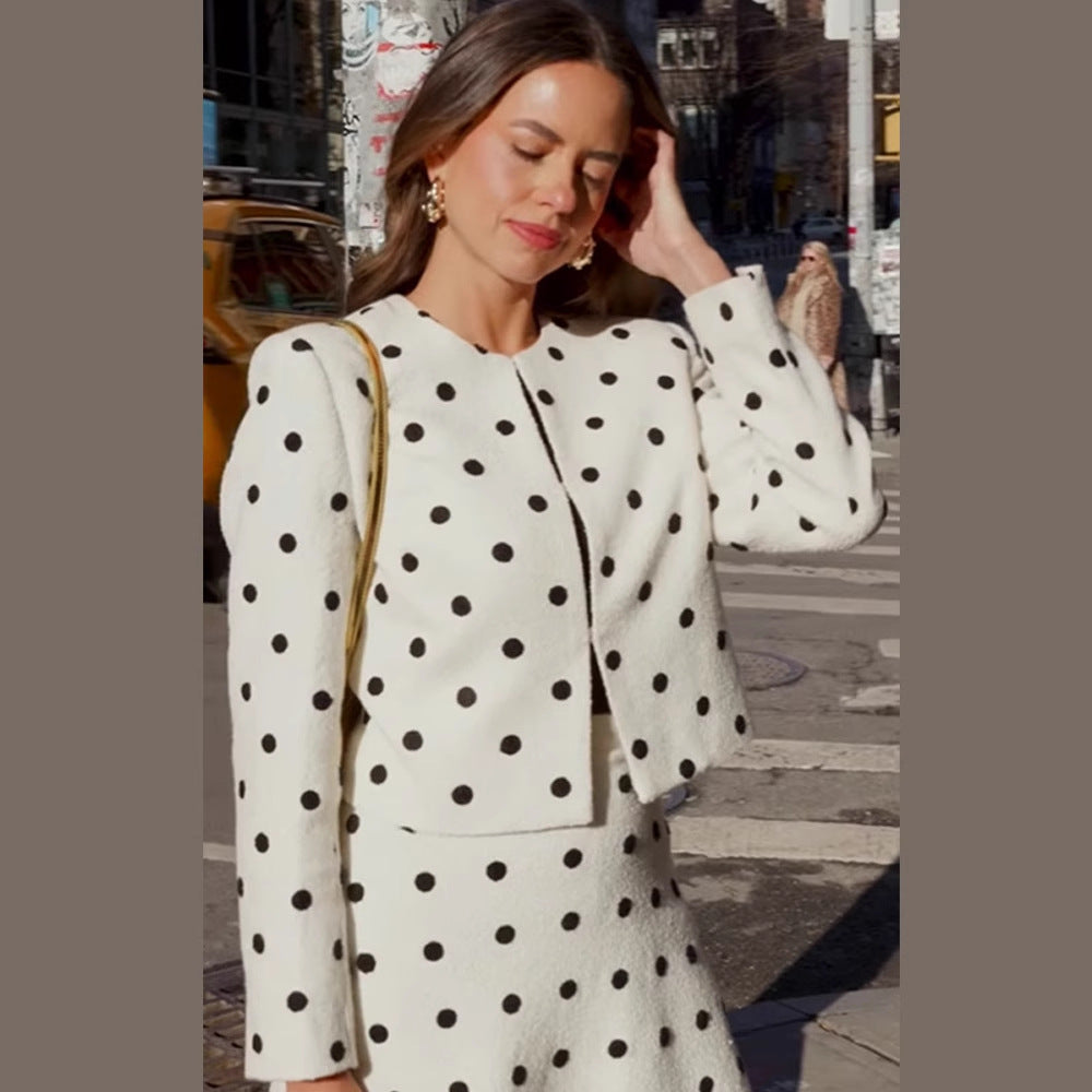 Damen Zweiteiliges Bouclé-Set mit kurz geschnittener Jacke und A‑Linien Minirock Drune