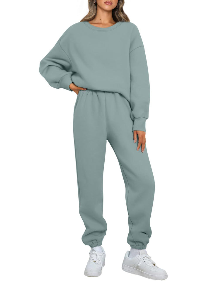 Damen nan gemütliches zweiteiliges Lounge-Set aus French-Terry mit Oversize-Sweatshirt und taillierter Jogginghose Drune