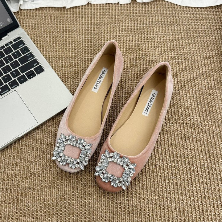 Damen raffinierte Ballerinas mit funkelndem Schmuckdetail und flexiblem Fußbett Drune