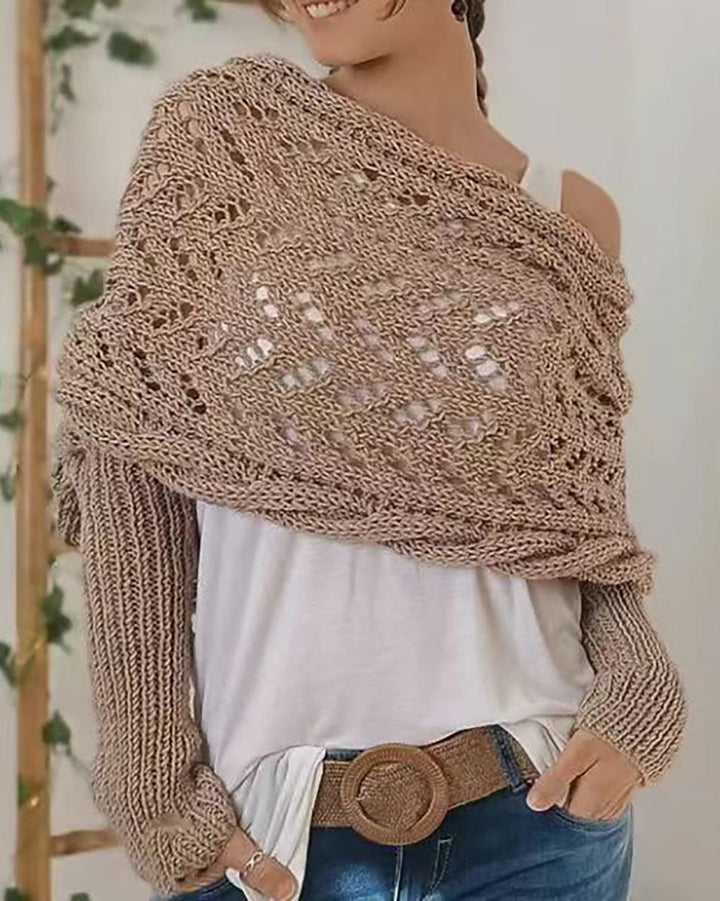 Drune Hohl Langarm Gestrickter Schal Pullover
