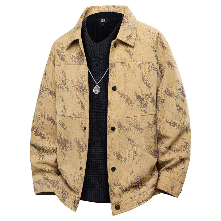 Herren Leichte Overshirt-Jacke mit dezenter Reptilprägung und Druckknopfverschluss Drune