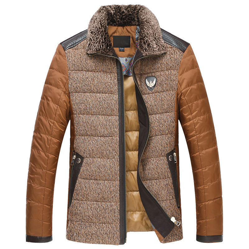 Herren Wattierte Kurzjacke mit Teddykragen und Wappenapplikation Drune