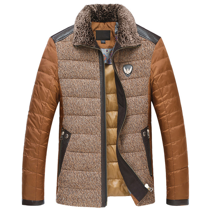 Herren Wattierte Kurzjacke mit Teddykragen und Wappenapplikation Drune