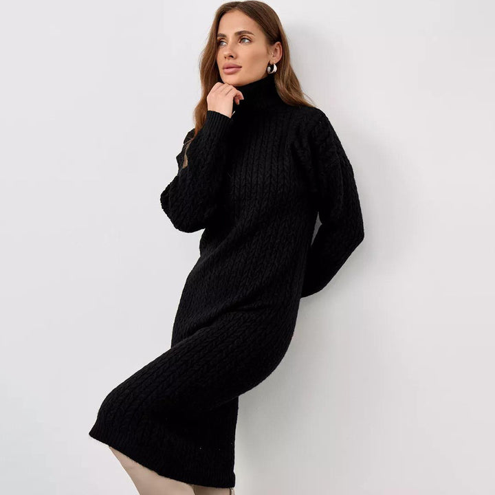 Damen Grobstrick Rollkragenpullover mit modernen Zopfmuster und lässigem Schnitt Drune